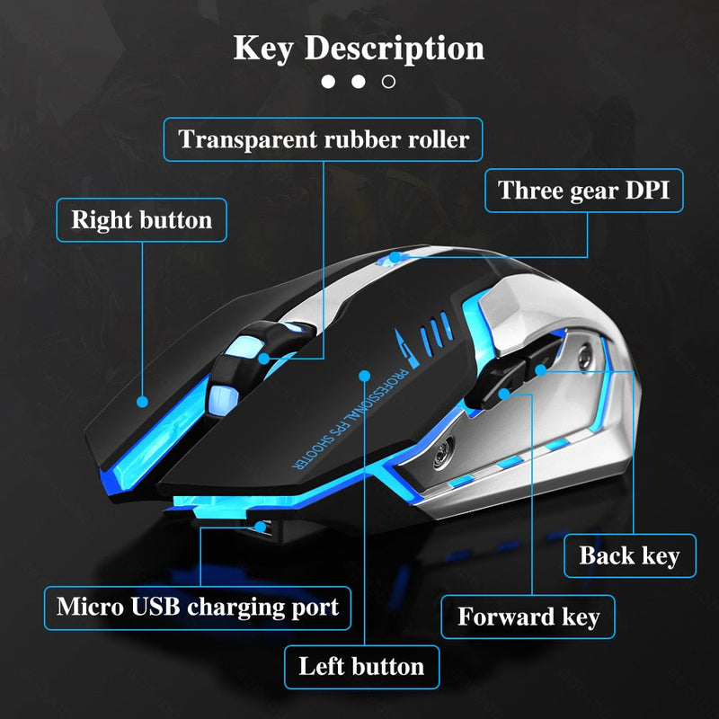 Gaming Mouse Rechargeable Wireless Bluetooth Mouse