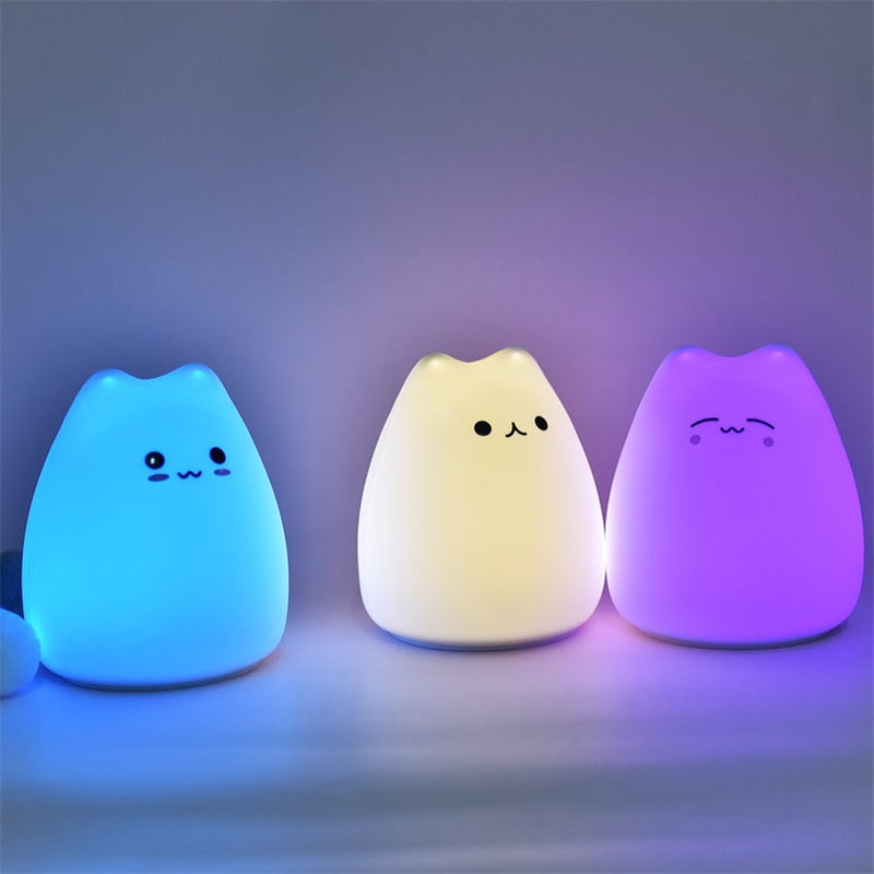 Colorful Cat Silicone LED Night Light