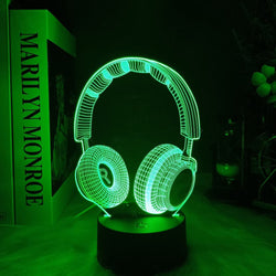 3D Light Headphone Gaming Room Desk Setup