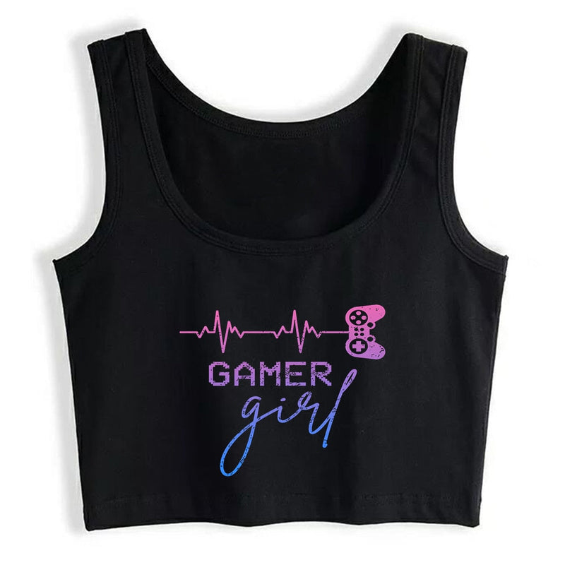 Gamer Girl Cute Heartbeat Graphics Tops