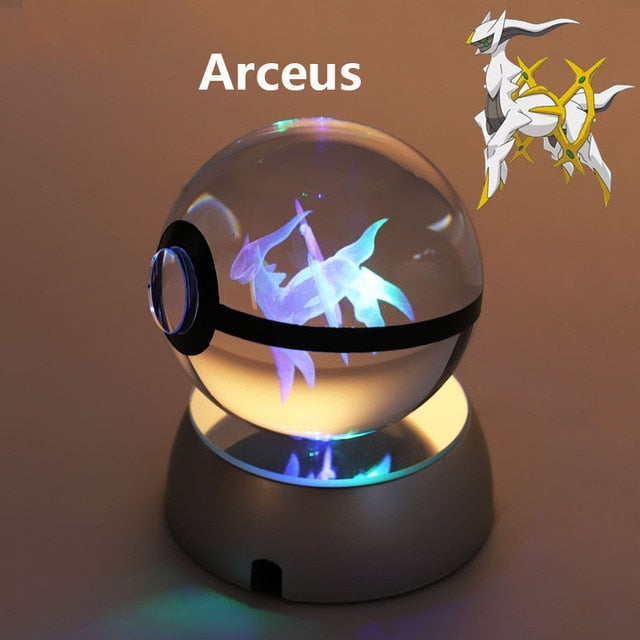 Pokemon 3D Crystal Ball With Led Light