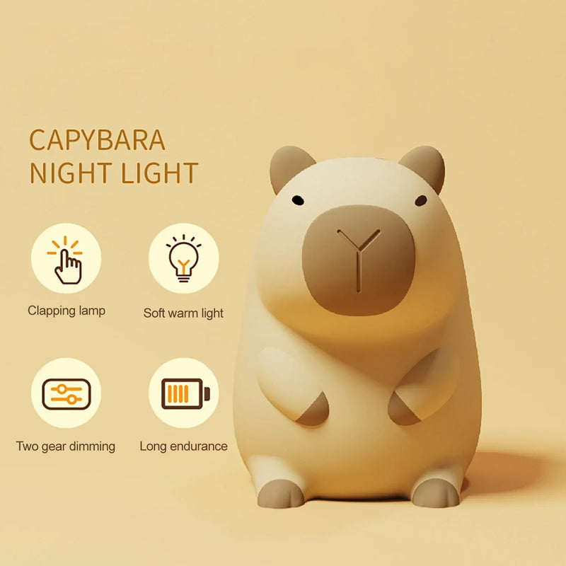 Cute Cartoon Capybara Silicone Night Light