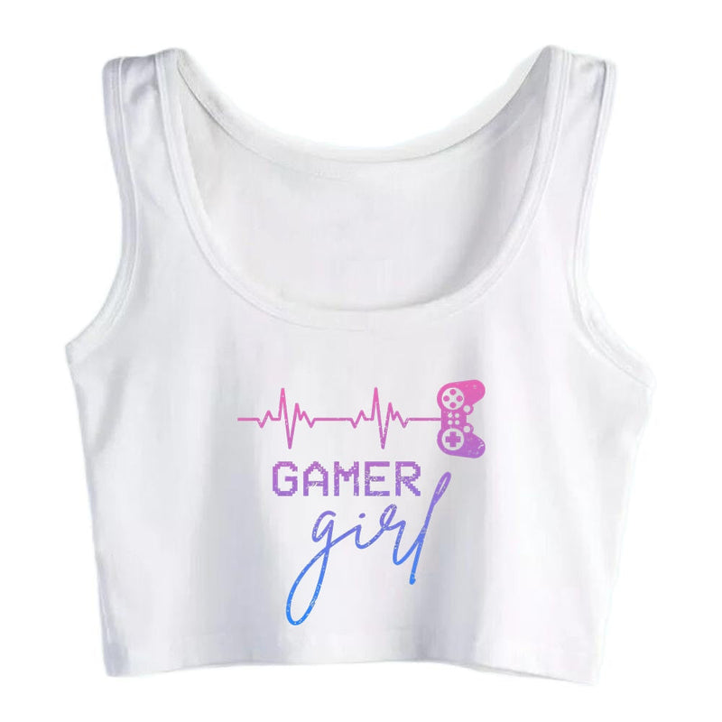 Gamer Girl Cute Heartbeat Graphics Tops