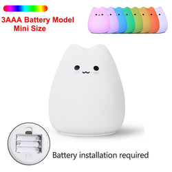 Colorful Cat Silicone LED Night Light