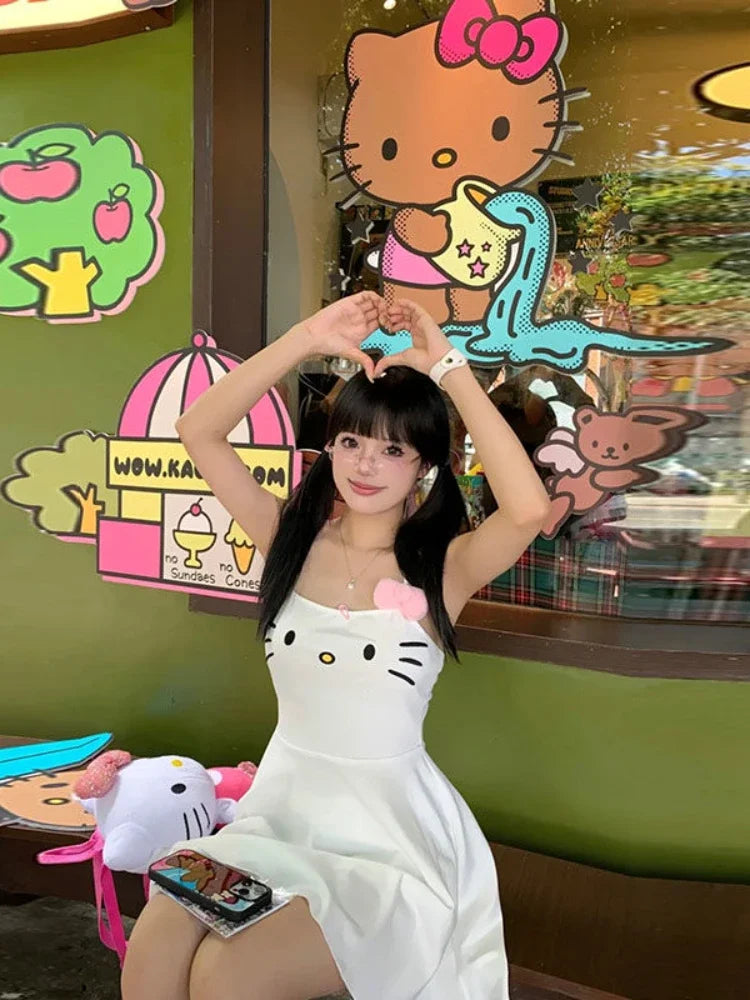 Kawaii White Cozy Dress for Gamer Girl