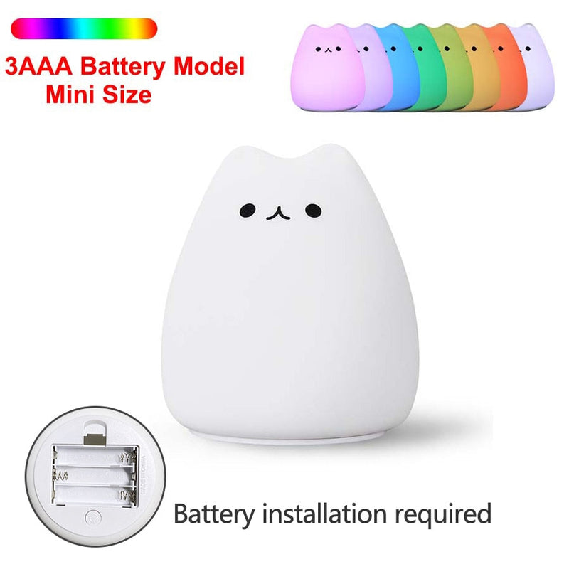 Colorful Cat Silicone LED Night Light