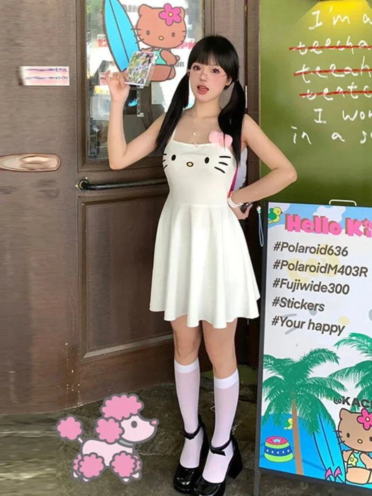 Kawaii White Cozy Dress for Gamer Girl