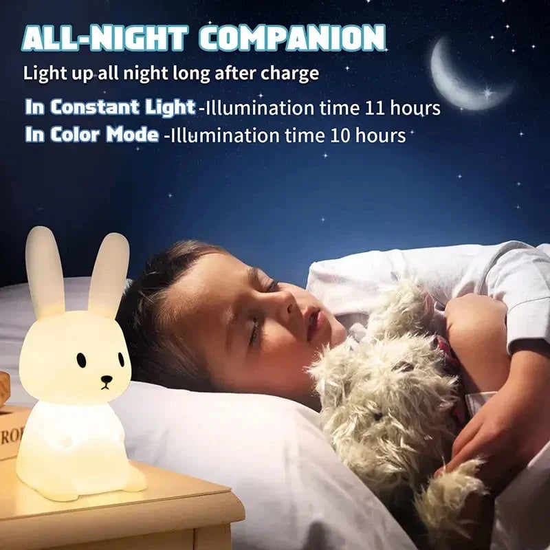 Silicone Rabbit Touch Sensor LED Night Light