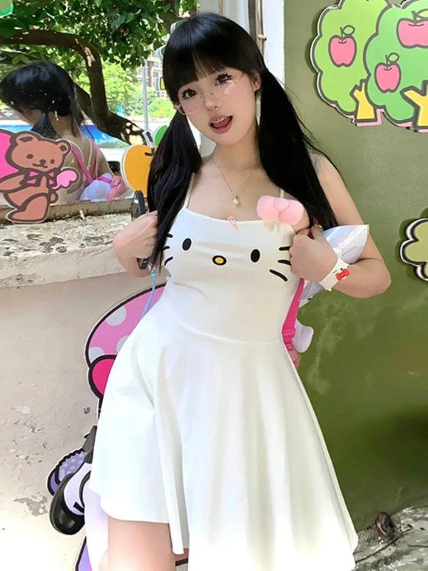 Kawaii White Cozy Dress for Gamer Girl