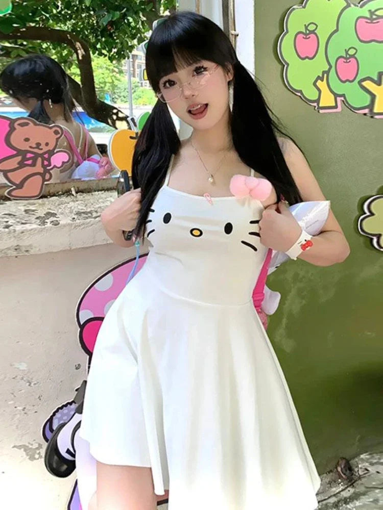 Kawaii White Cozy Dress for Gamer Girl