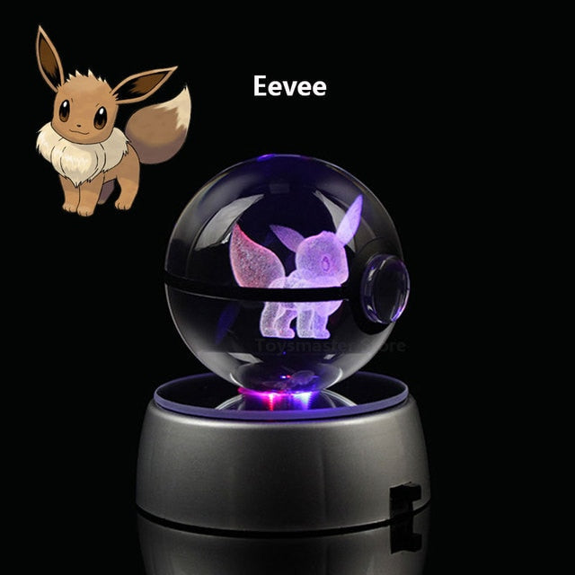 Pokemon 3D Crystal Ball With Led Light